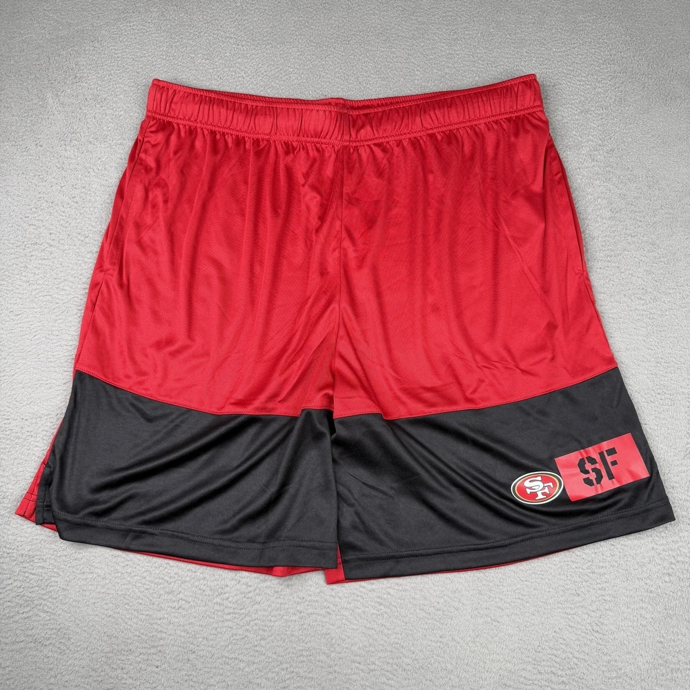 San Francisco 49ers Shorts Mens 2XL Red Black NFL Basketball Logo Athletic